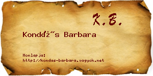Kondás Barbara névjegykártya